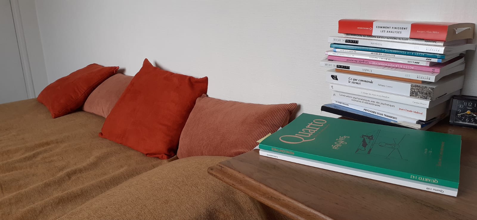 Cabinet de psychologie clinique à La Chapelle-sur-Erdre, divan et ouvrages d'analyse